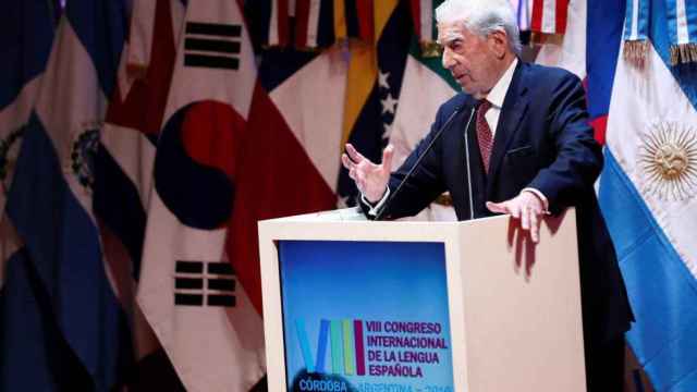 Vargas Llosa durante la inauguración del VIII Congreso de la Lengua Española.