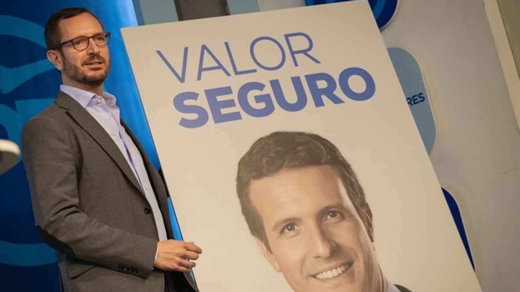 Javier Maroto, vicesecretario de Organización del PP, desvela el eslogan de la campaña.