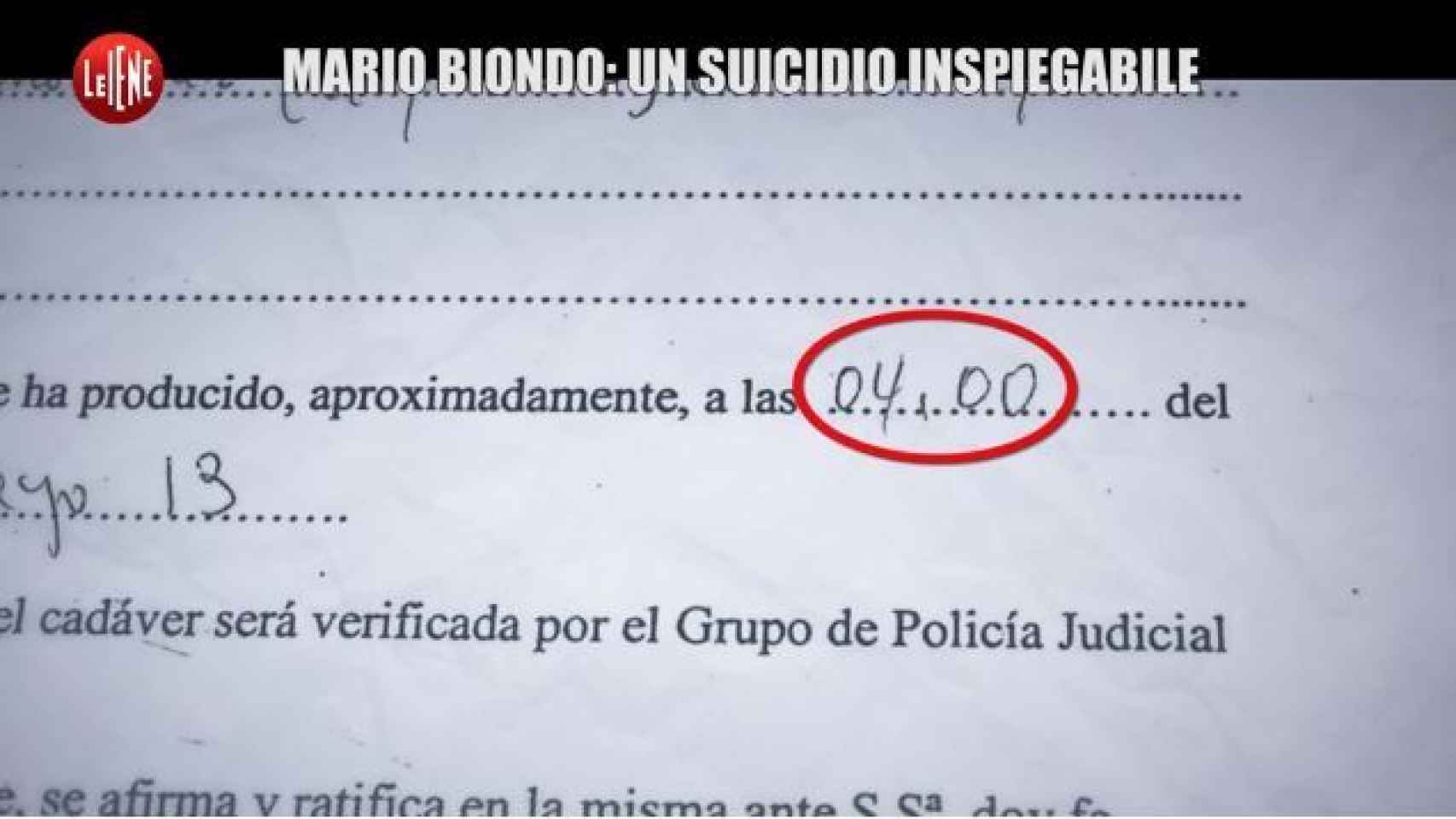 Certificado de la hora de la muerte de Mario según la justicia española.