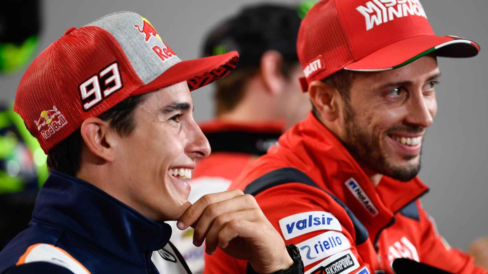 Márquez y Dovizioso, durante la conferencia de prensa del Gran Premio de Argentina.