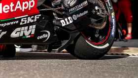 El deflector de Ducati, posicionado en la parte trasera del basculante de la Desmosedici GP19.