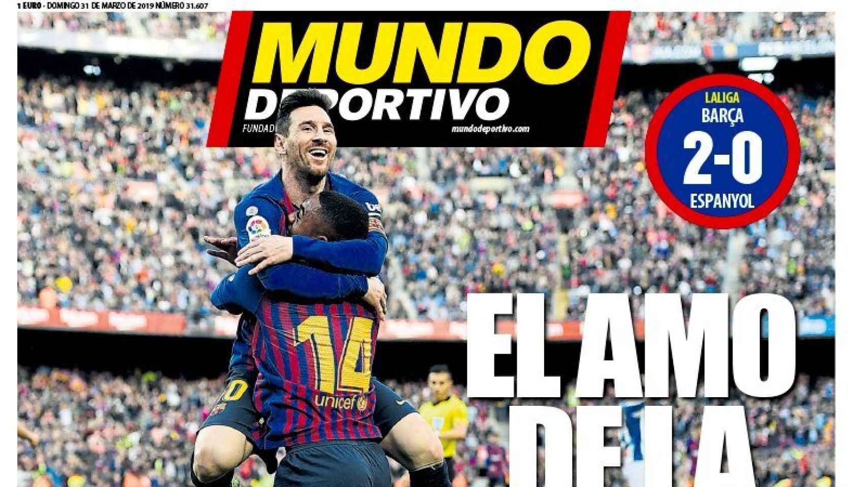 La portada del diario Mundo Deportivo (31/03/2019)