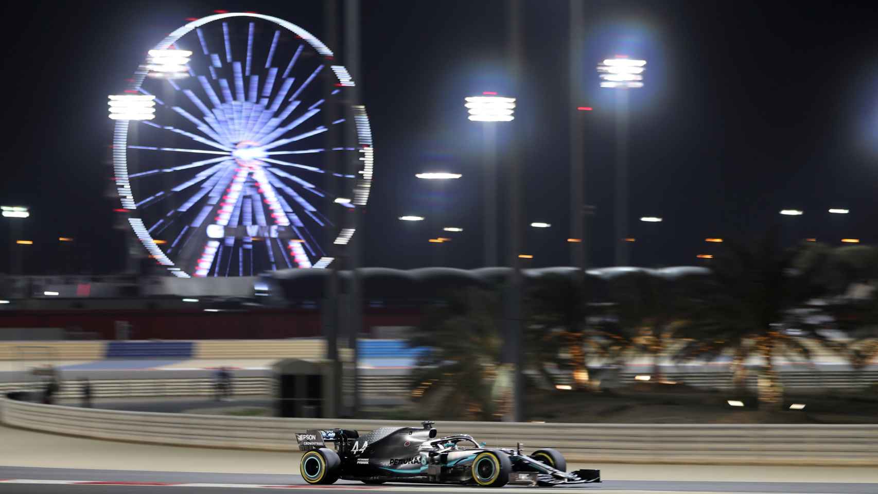 Hamilton, durante un momento del GP de Bahréin