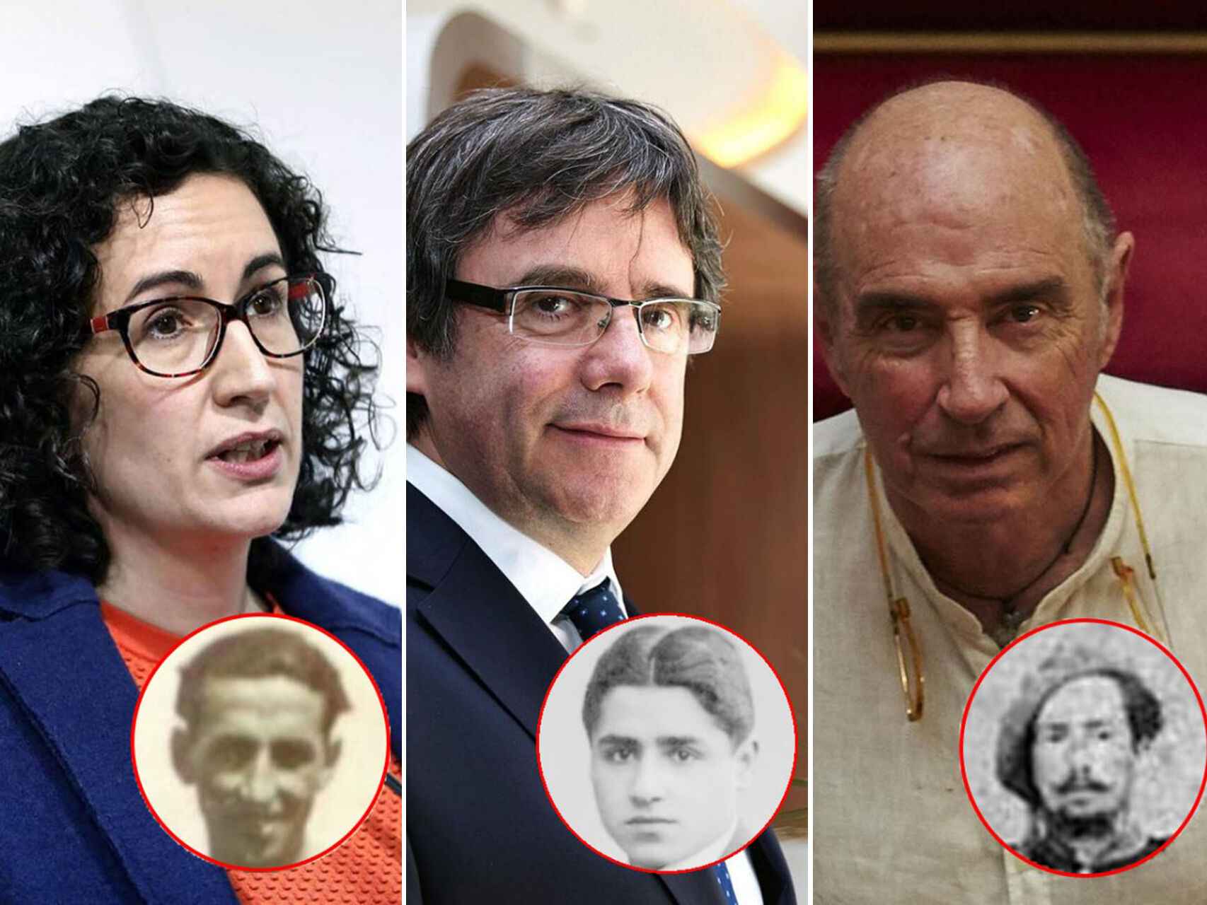 Marta Rovira, Carles Puigdemont y Lluis Llach.