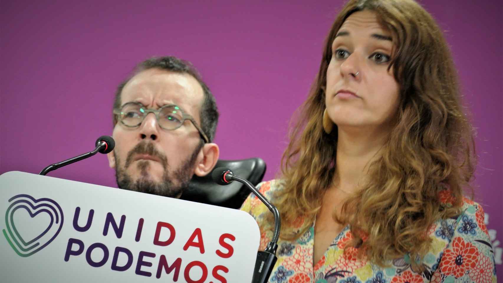 Pablo Echenique y Noelia Vera, en rueda de prensa.