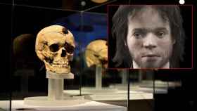 El cráneo de un guerrero íbero y la reconstrucción de su rostro.