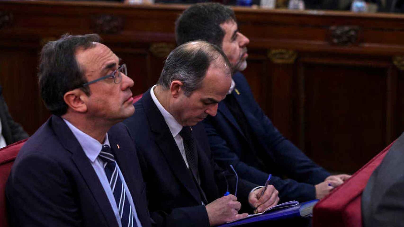 Josep Rull y, a su lado, Jordi Turull durante el juicio./