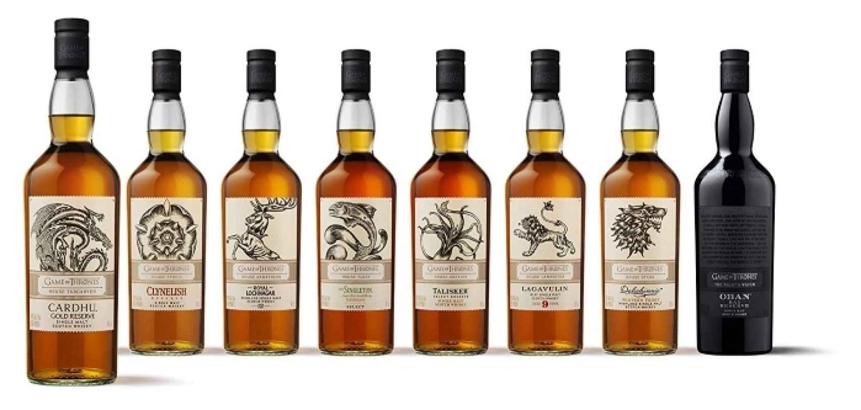 Colección de botellas de whisky Diageo y HBO. Foto: Amazon