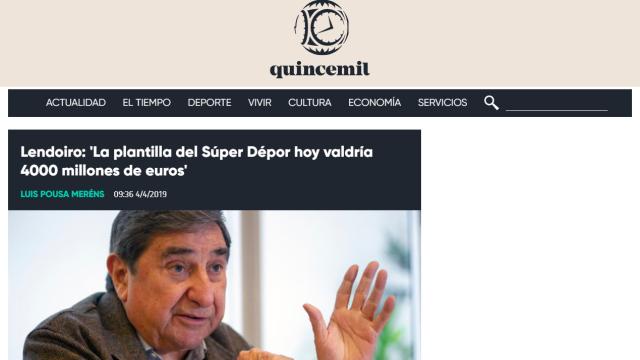 Portada de ‘Quincemil’ con la entrevista a Lendoiro.