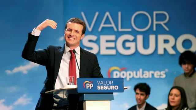 Pablo Casado durante el mitin en Salamanca.