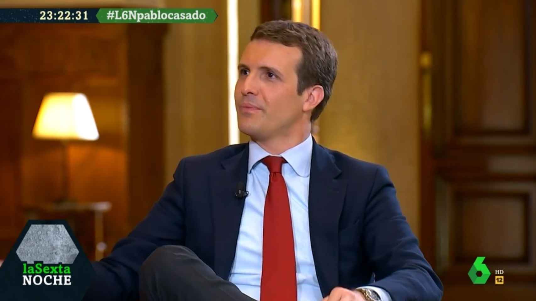 Pablo Casado, durante la entrevista en 'La Sexta Noche'.