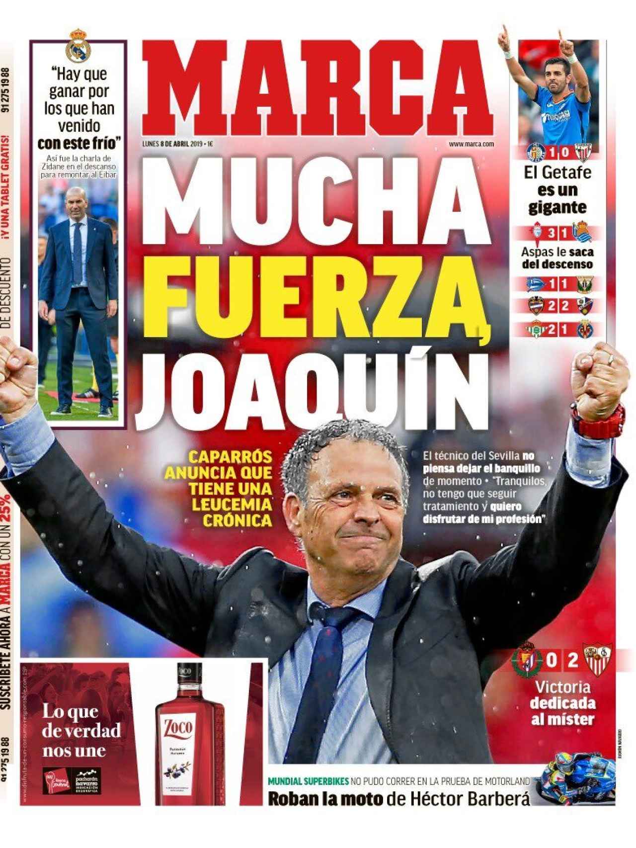 La portada del diario MARCA (08/04/2019)