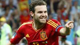 Juan Mata, celebrando un gol con la selección española. Foto: sefutbol.com