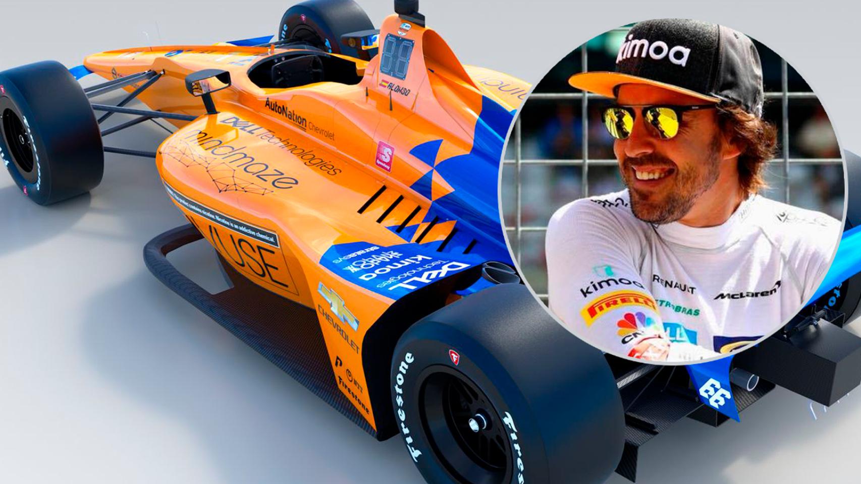 Fernando Alonso y su nuevo McLaren para las 500 Millas de Indianápolis