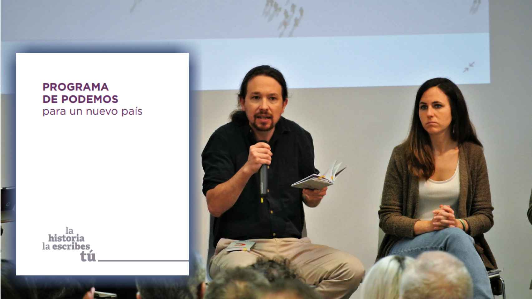 Pablo Iglesias y Ione Belarra, en la presentación del programa electoral de Podemos.