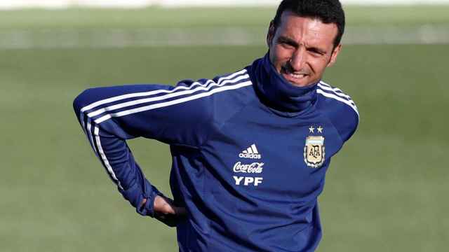 Scaloni, en un entrenamiento de la selección argentina