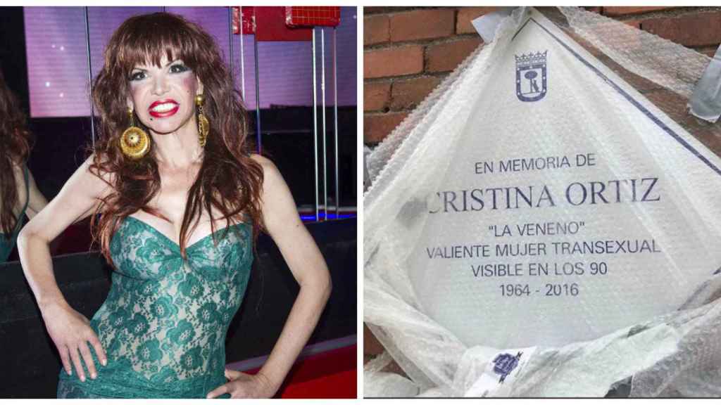 Cristina La Veneno junto a su placa en montaje JALEOS.
