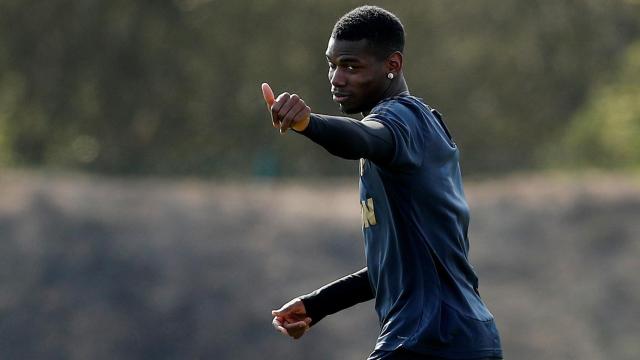 Paul Pogba, en un entrenamiento del Manchester United