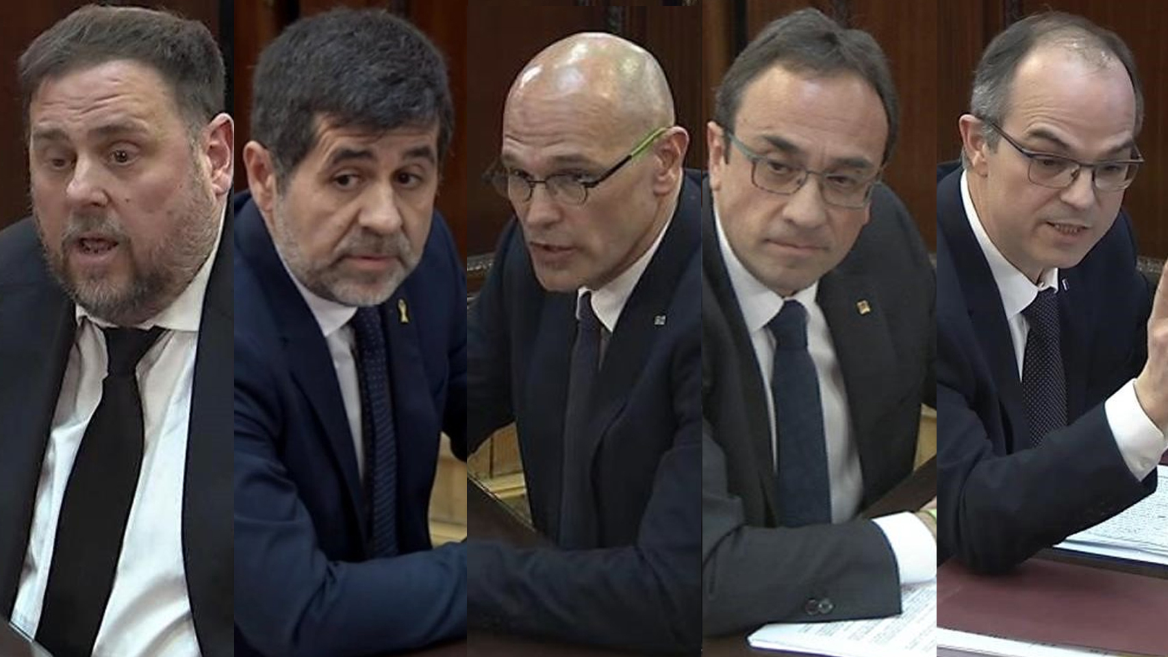 Oriol Junqueras, Jordi Sànchez, Raül Romeva, Josep Rull y Jordi Turull.