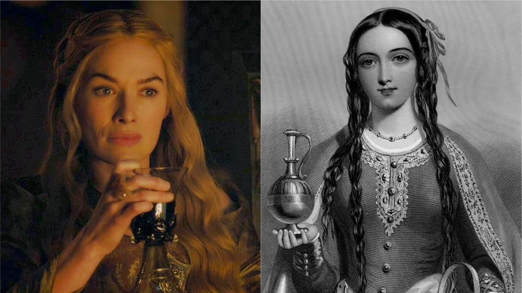 Lena Headey, interpretando a Cersei, y Margarita de Anjou.