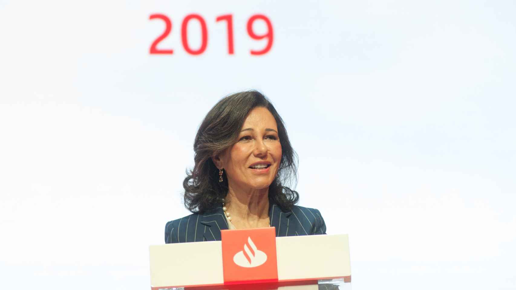 Ana Botín durante su discurso en la Junta General de Accionistas del Banco Santander.