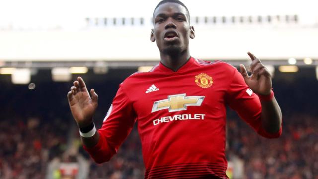 Pogba celebra un gol con el United