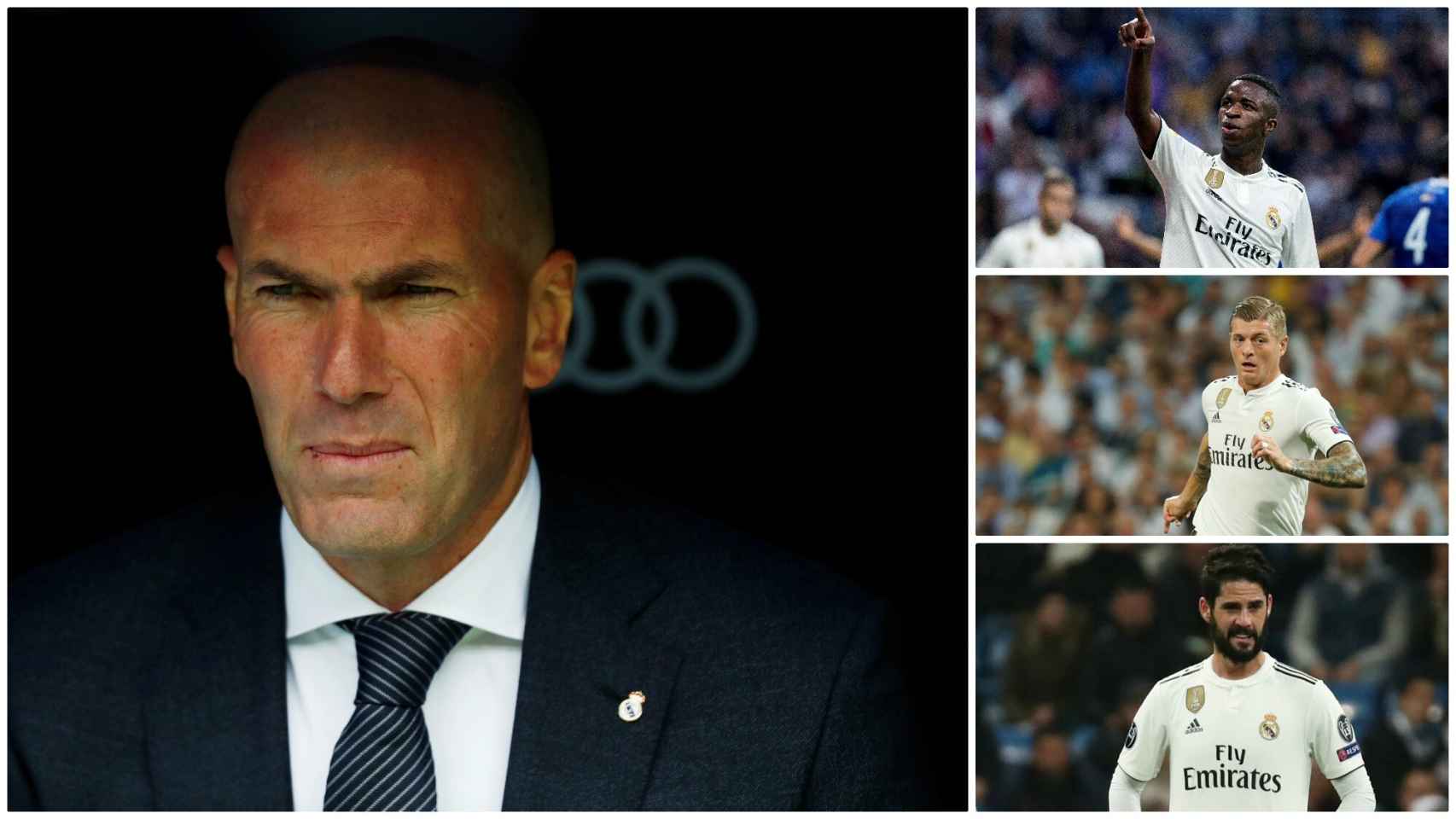 Zidane, Vinicius, Kroos e Isco