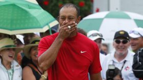 Tiger Woods, emocionado en Augusta