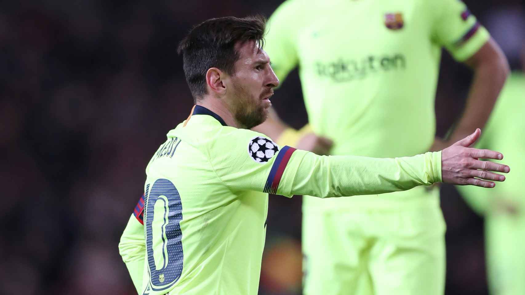 Messi en un partido del Barcelona de la Champions League