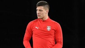 Luca Jovic, entrenando con Serbia