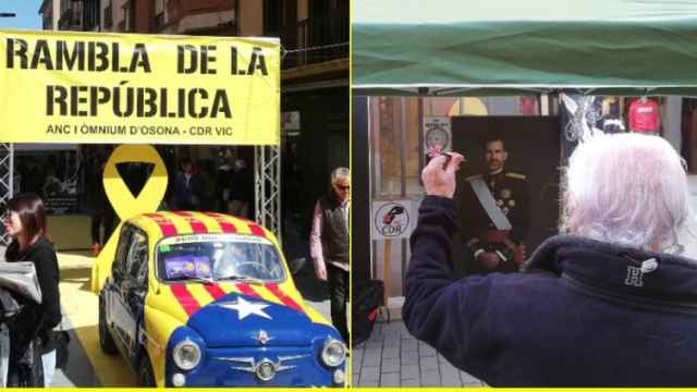 Los CDR montan un puesto en una feria de Barcelona para lanzarle dardos a Felipe VI