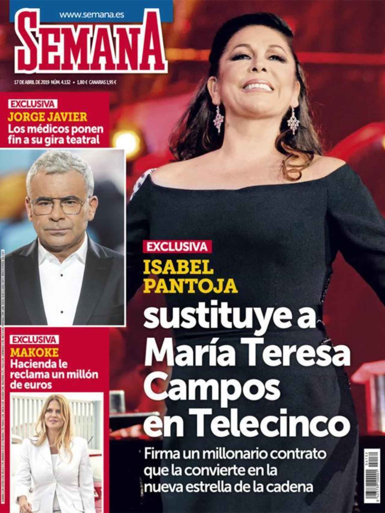 Portada de la revista 'Semana' donde se afirma que Isabel Pantoja sustituye a María Teresa Campos.