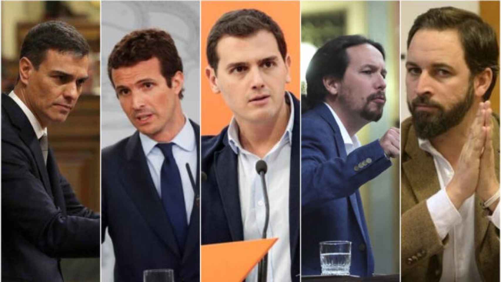 Sánchez, Casado, Rivera, Iglesias y Abascal.