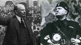 Lenin y Mussolini durante uno de sus discursos.