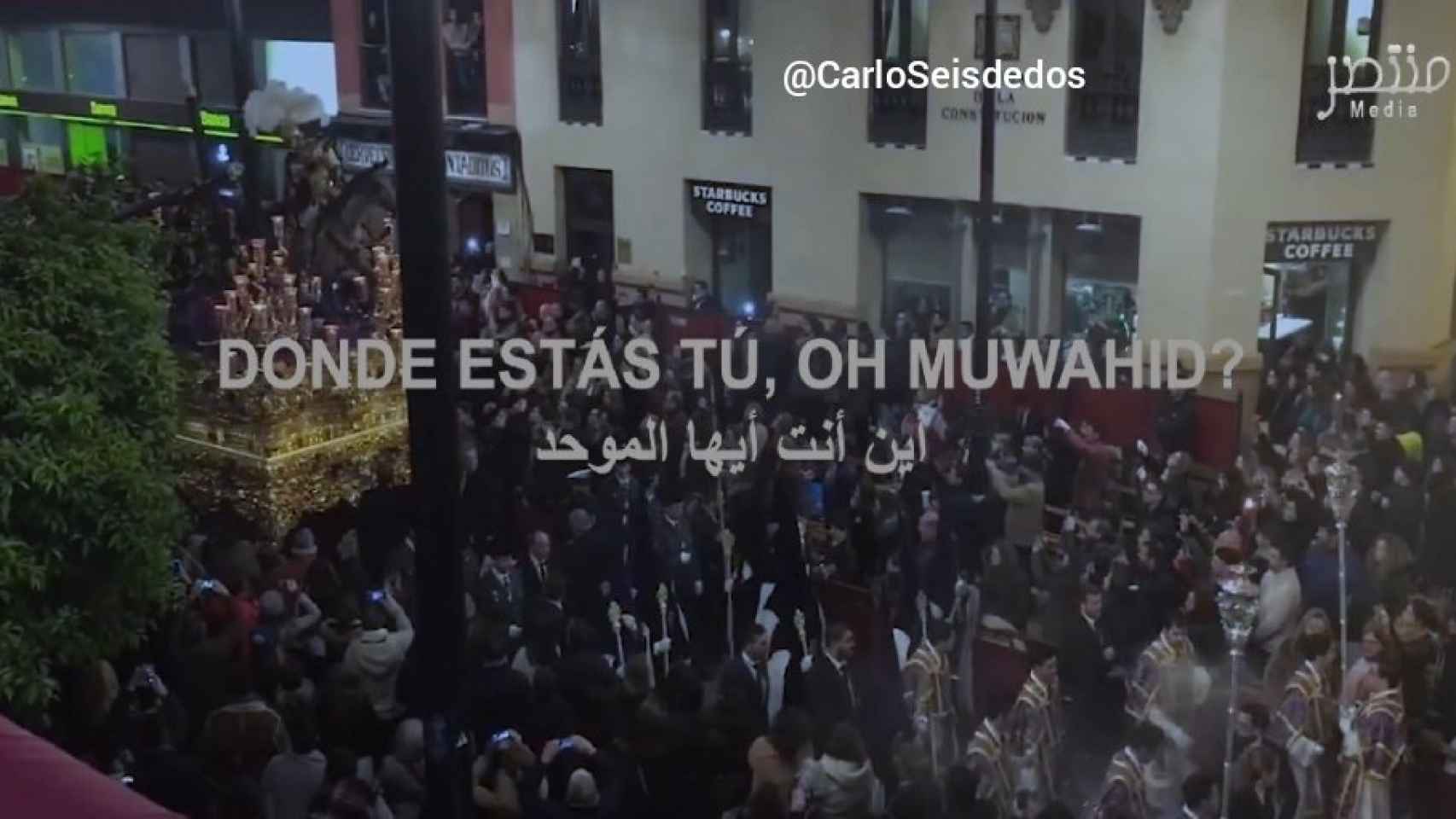 Una de las capturas del vídeo, en el que se puede ver una procesión en Sevilla.