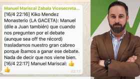Conversación publicada por error por el vicesecretario de Comunicación de Vox, Manuel Mariscal.