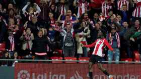Iñaki Williams celebra uno de los goles que anotó ante el Rayo Vallecano