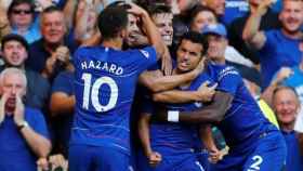 El Chelsea celebra un gol de Pedro