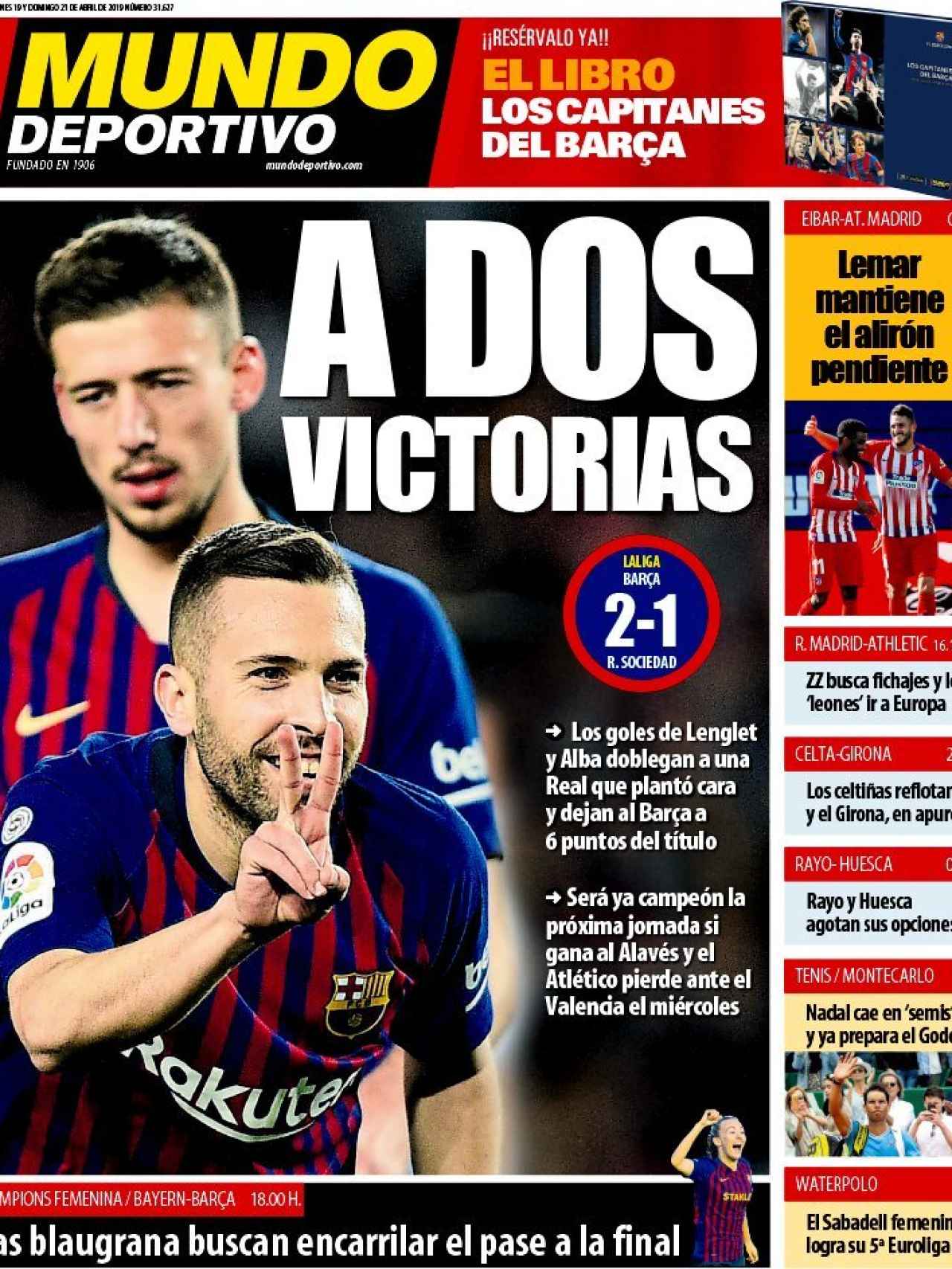 La portada del diario Mundo Deportivo (21/04/2019)