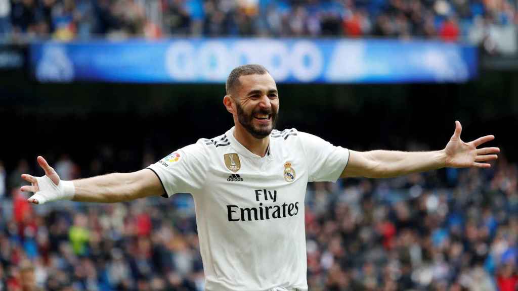 Karim Benzema celebra su gol al Athletic