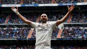 Karim Benzema celebra un gol al Athletic Club