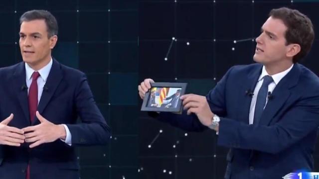 Albert Rivera y Pedro Sánchez durante el debate a cuatro de TVE.