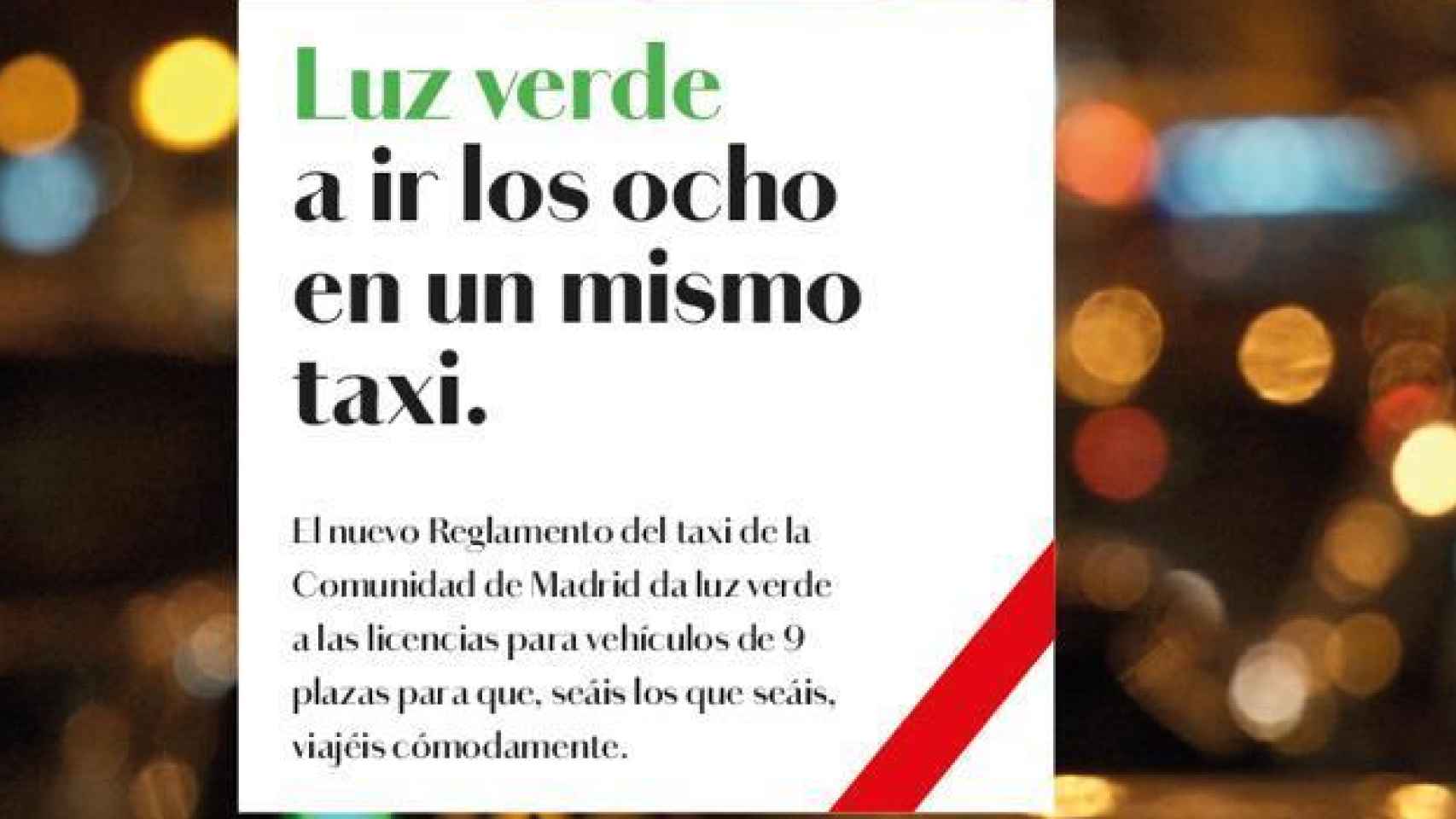 Cartel de la nueva campaña del Taxi de Madrid.