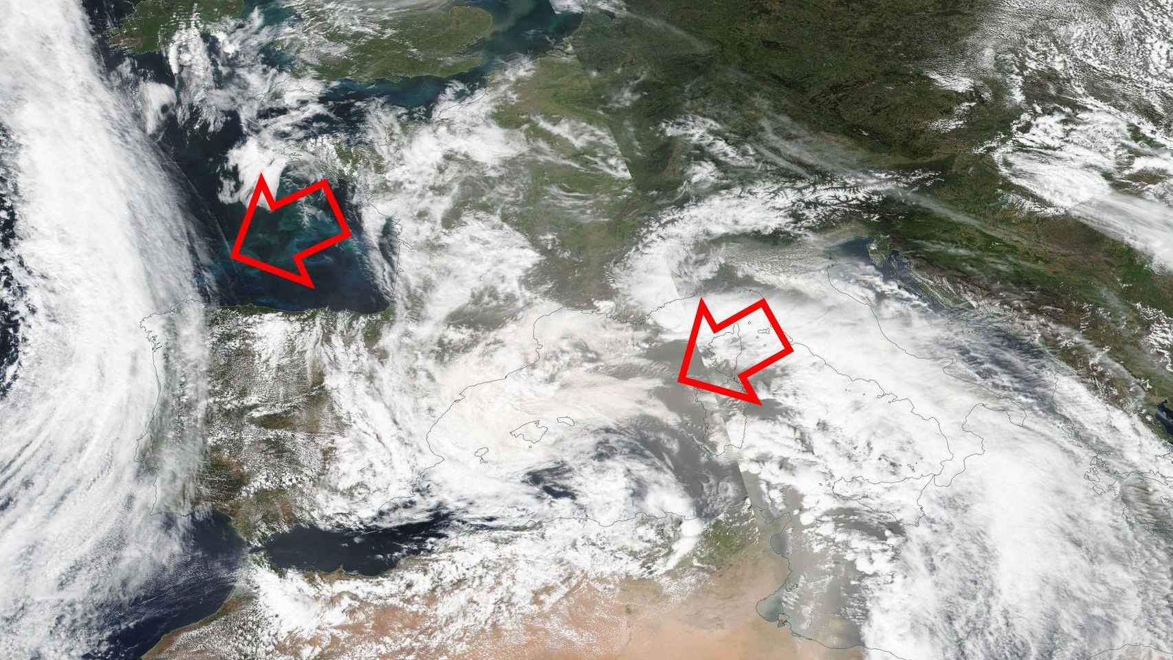 Imágenes de satélite de la NASA que muestran la borrasca atlántica y el temporal de Levante.