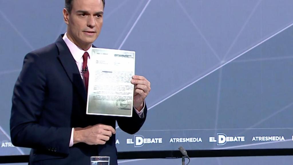 Sánchez, durante uno de los debates previos a las elecciones.