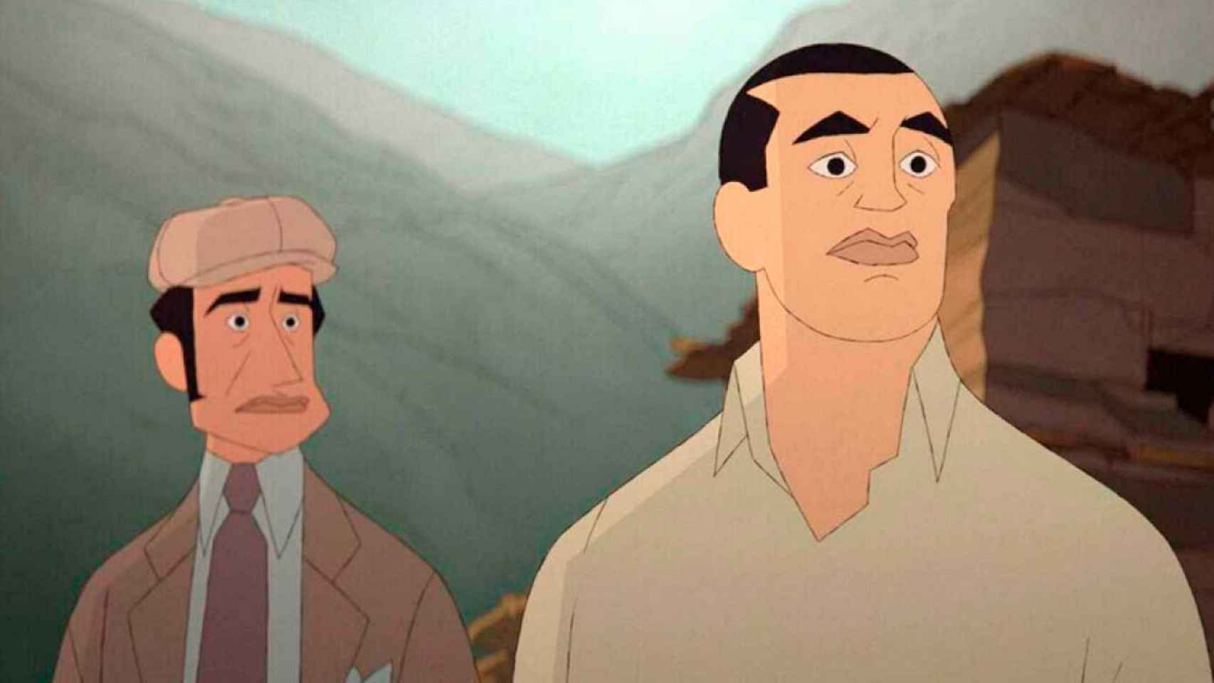 Ramón Acín y Buñuel en un fotograma de la película de animación.