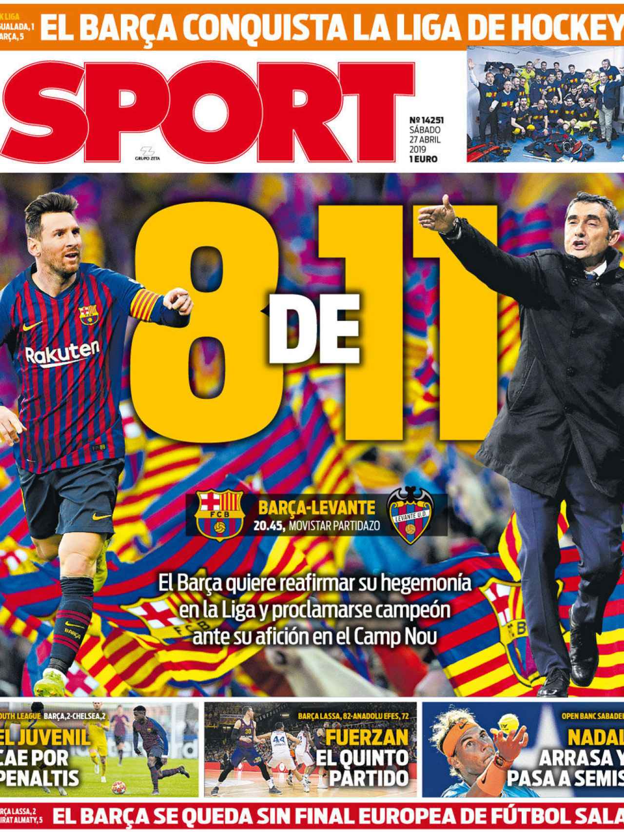 La portada del diario Sport (27/04/2019)