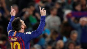 Messi, tras anotar el primer gol del partido