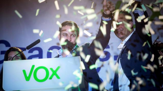 El presidente de Vox, Santiago Abascal, y el secretario general, Javier Ortega Smith.