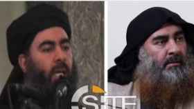 Al-Baghdadi (en 2014) y en el vídeo difundido este lunes